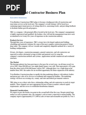 Commercial Contractor Business Plan