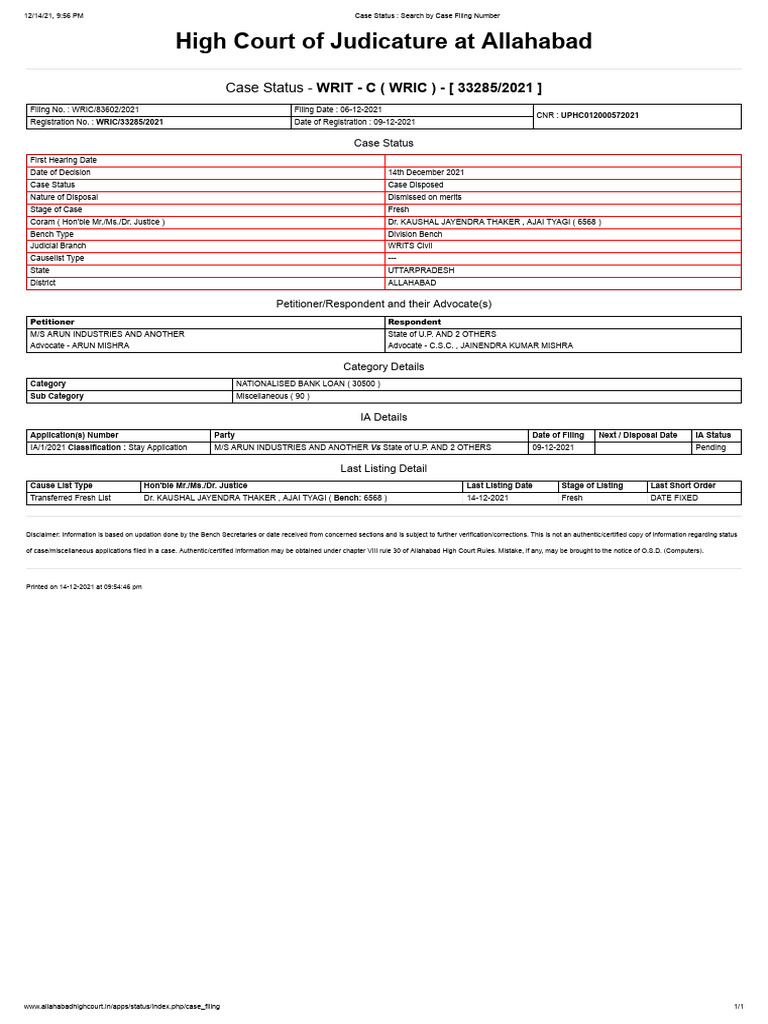 Case Status Search by Case Filing Number PDF Political Law