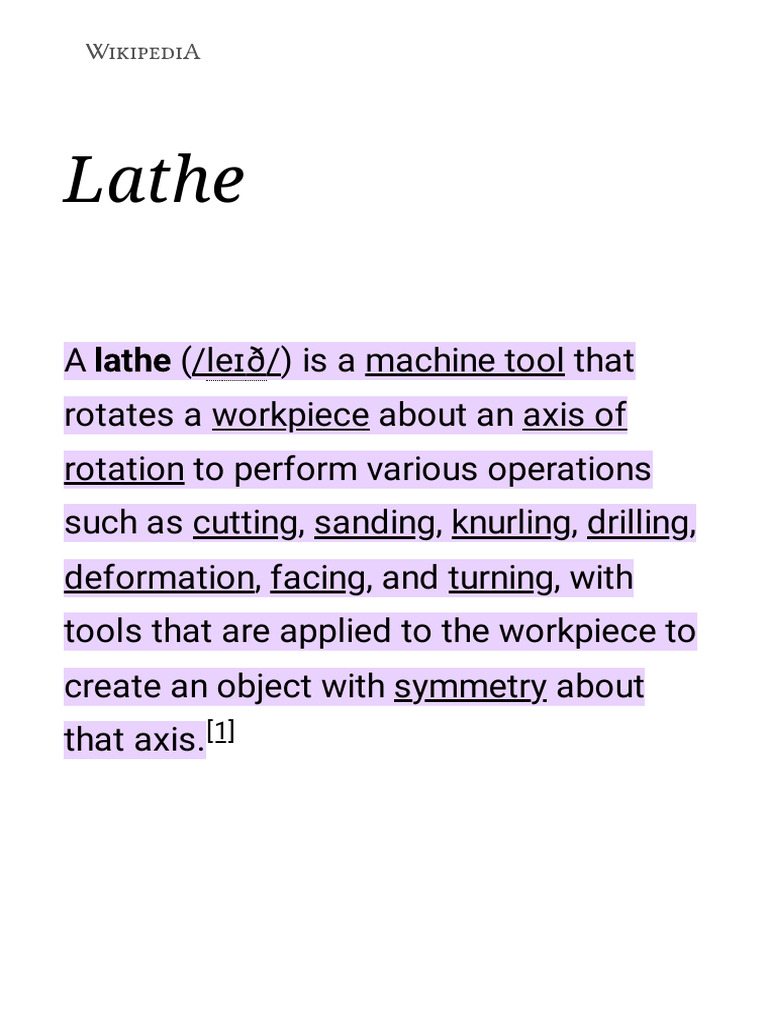 Lathe Wikipedia Download Free PDF Mechanical Engineering Metalworking