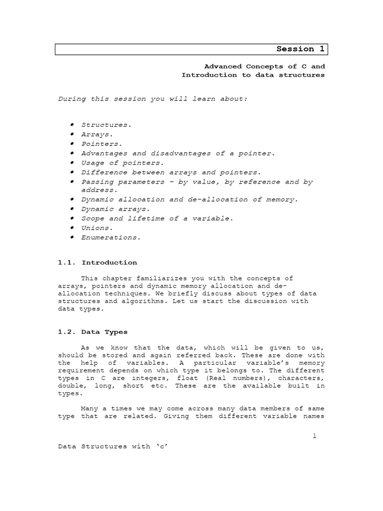 Advanced Concepts of C and Introduction To Data Structures | PDF ...
