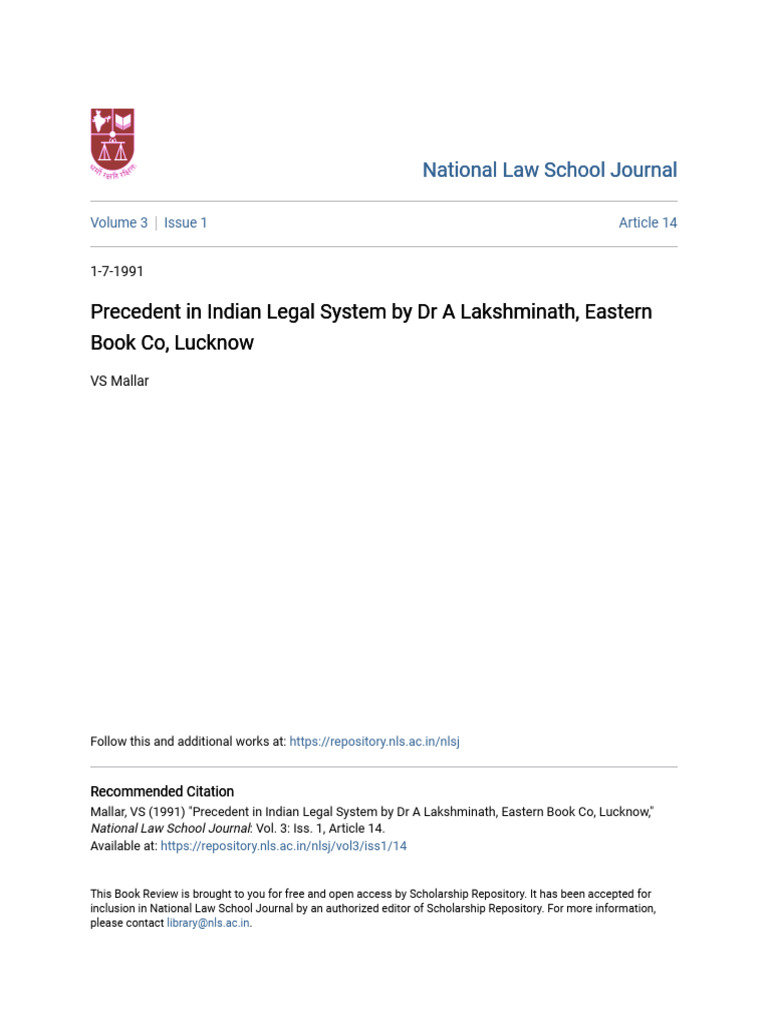 Precedent in Indian Legal System Review | PDF | Precedent | Justice