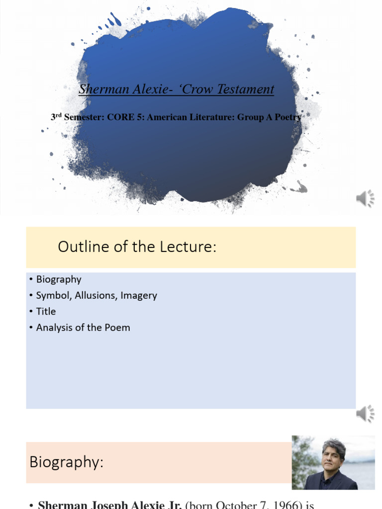 Sherman Alexie - Crow Testament Poem | PDF