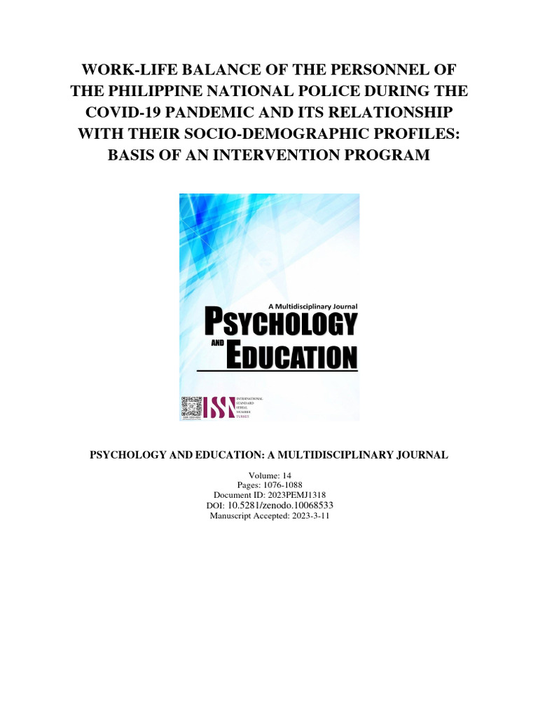 Work-Life Balance of The Personnel of The Philippine National Police ...