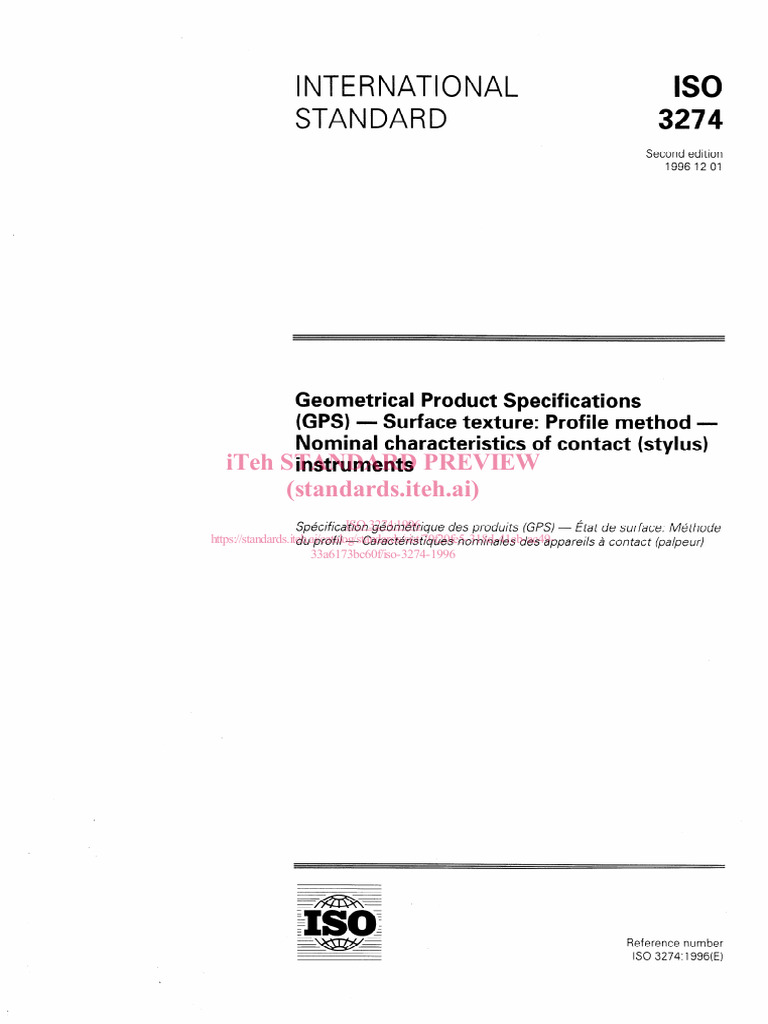 ISO 3274:1996 Surface Texture Standards | PDF | International ...