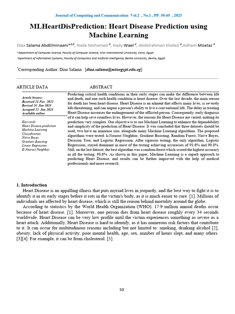 Heart Disease Prediction with ML Techniques | PDF | Machine Learning ...