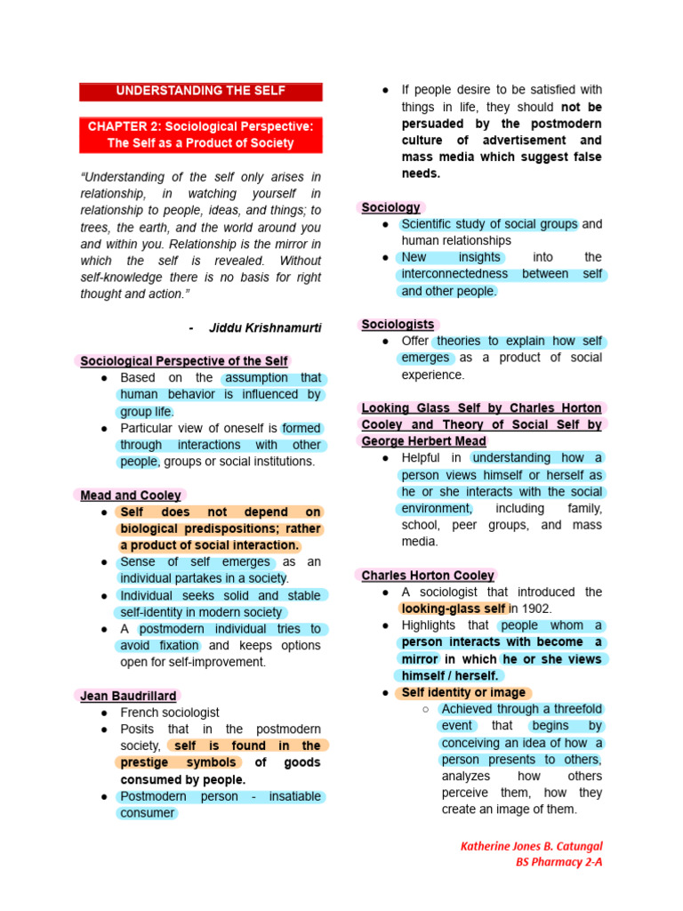 UTS-Sociological and Anthropological Self | PDF | Self Concept ...
