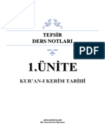 Sinif Tefsir Kuran I Kerim Tarihi 1. Unite Ders Notu