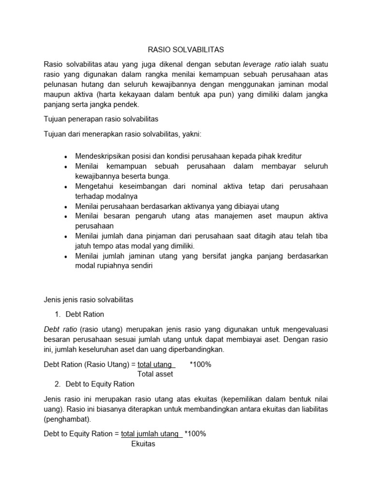 Rasio Solvabilitas (Safira Adelya - 201913077) | PDF | Pengelolaan ...