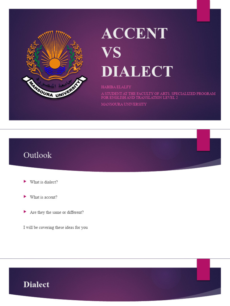 Accent Vs DialectPresentation PDF Dialect Accent (Sociolinguistics)