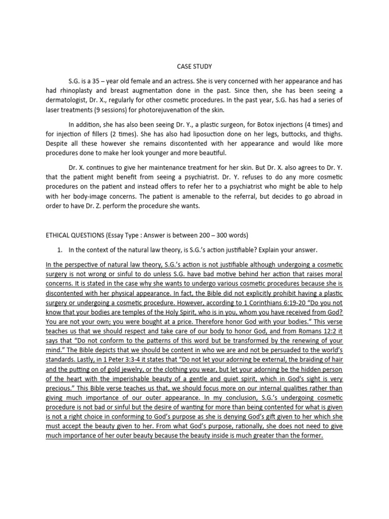 Natural Law Case Study PDF Plastic Surgery