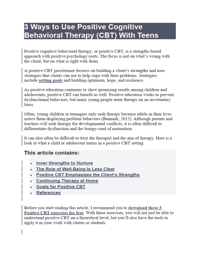 3 ways to use positive cognitive behavioral therapy pdf cognitive