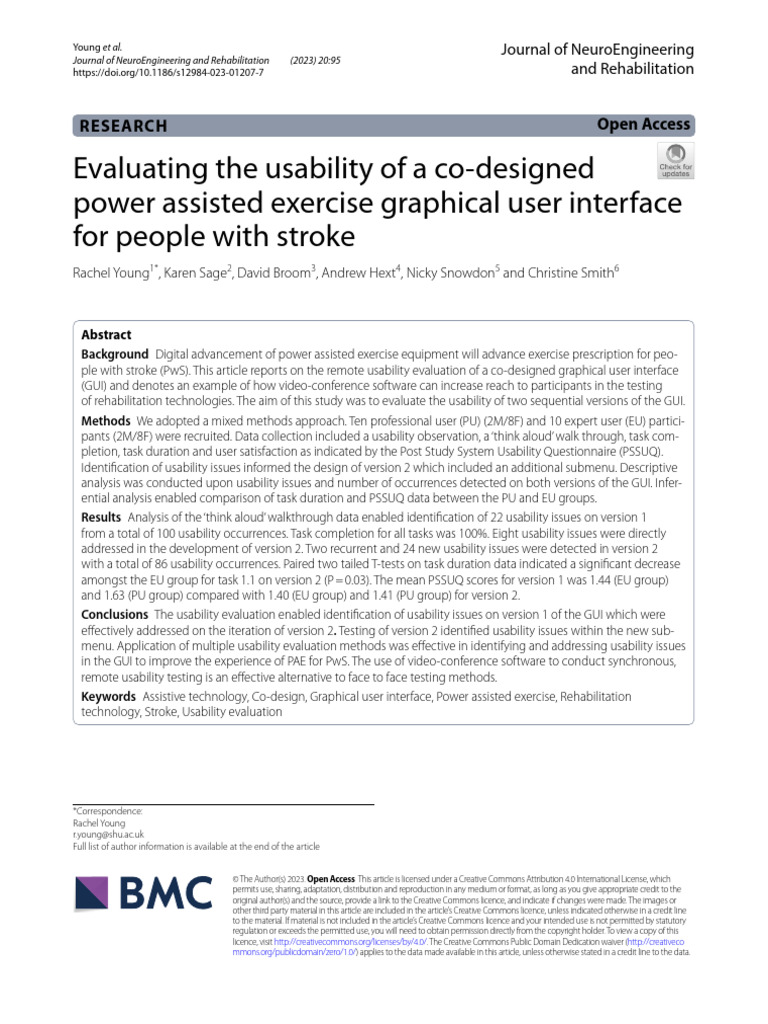 Evaluating the usability of a co designed power assisted exercise