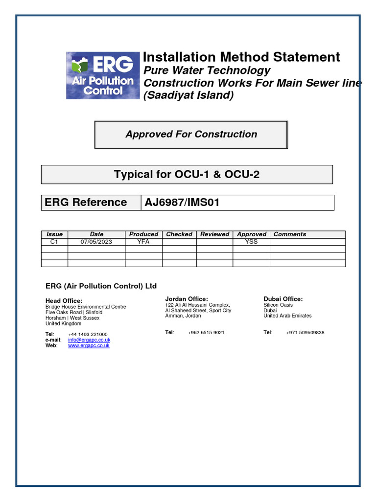 Aj6987 Ims01 Installation Method Statement Issue C1 Pdf