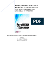 Typology, Process, and Structure of POE Strategies of Science Teachers Toward The Development of The Critical Thinking Skills of Students