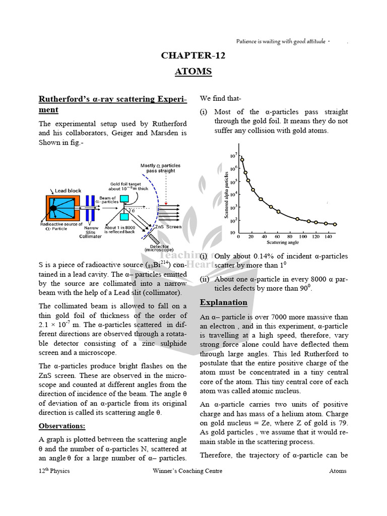 12th Physics Chapter 12-1 | PDF | Electron | Atoms