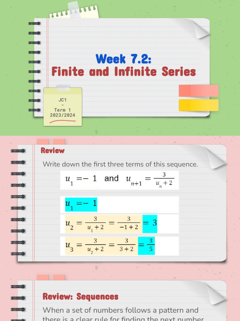 Week 7.2 Finite and Infinite Series | PDF | Sequence | Numbers