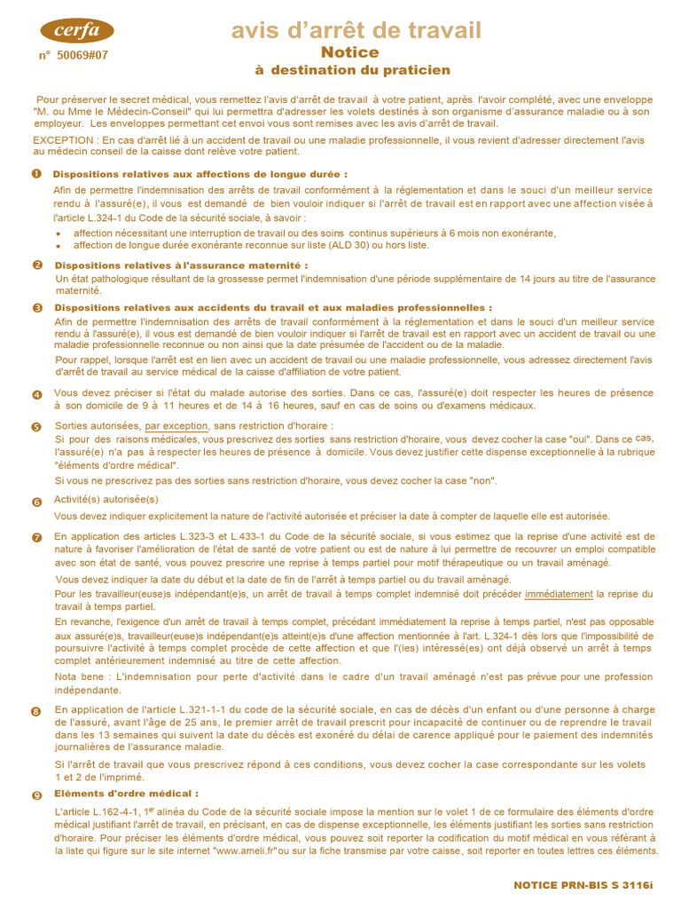 s3116 Avis Arret de Travail1 Download Free PDF France Politics