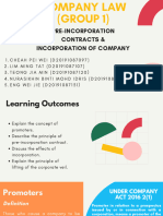 Group 1 Pre Incorporarion Contracts and Incorporation of Company