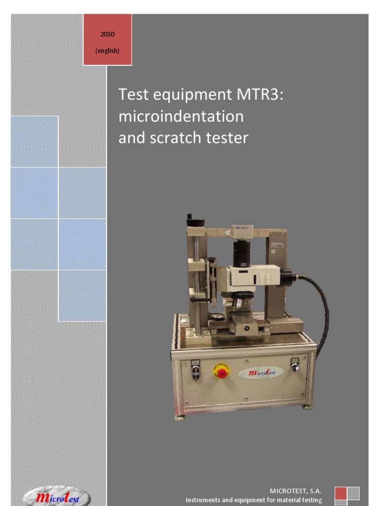 Micro-Indentation and Scratch Tester MTR3 MICROTEST | PDF | Hardness ...