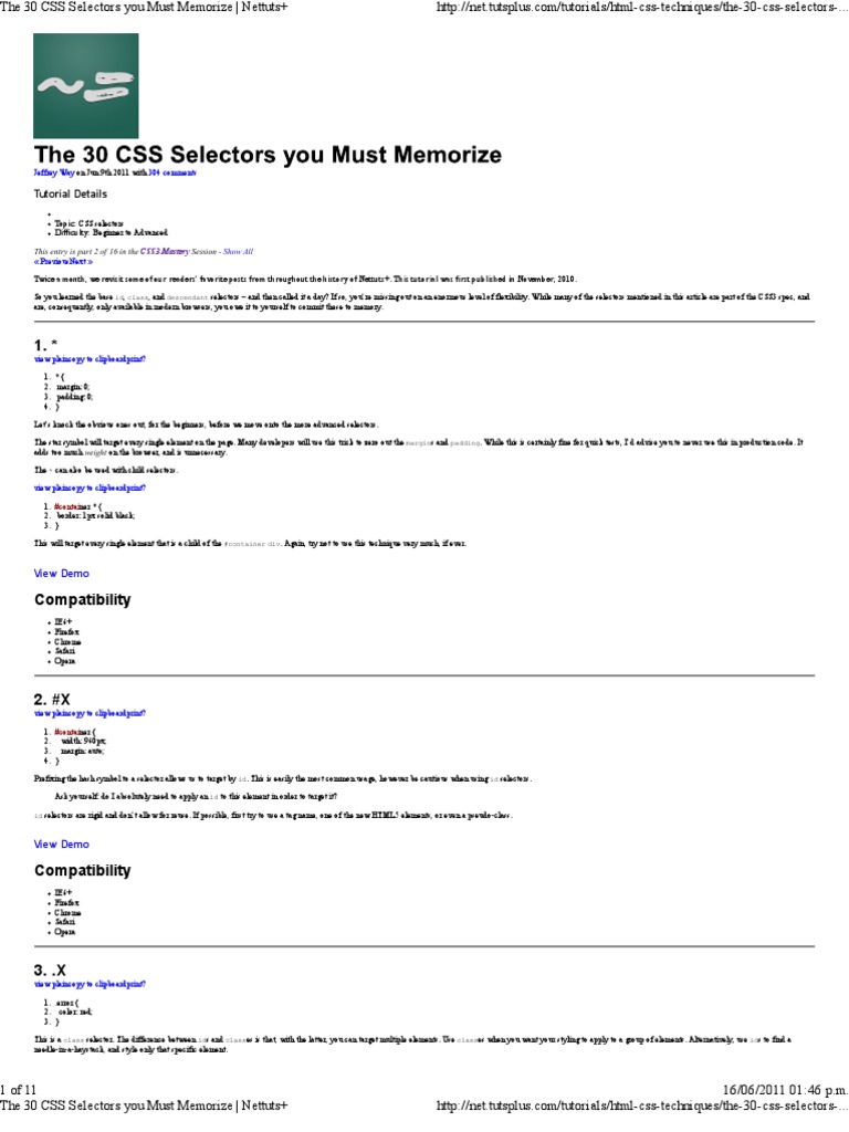 Essential CSS Selectors to Master | PDF | Cascading Style Sheets | Html ...