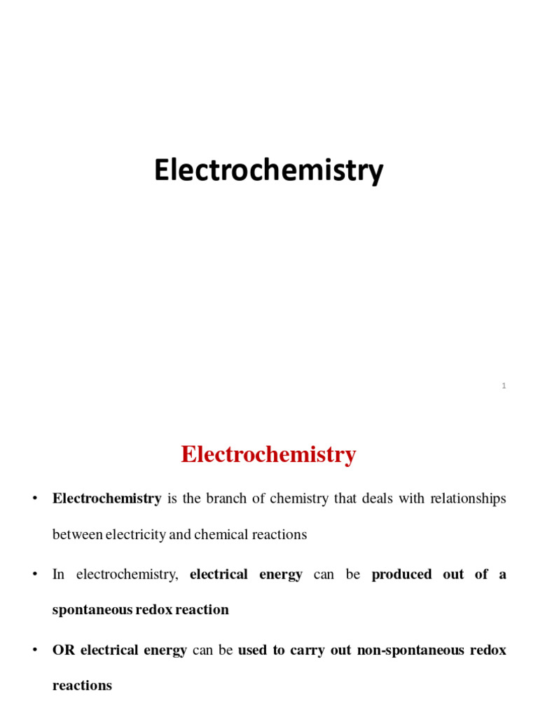 5 Electrochemistry PDF Electrochemistry Redox