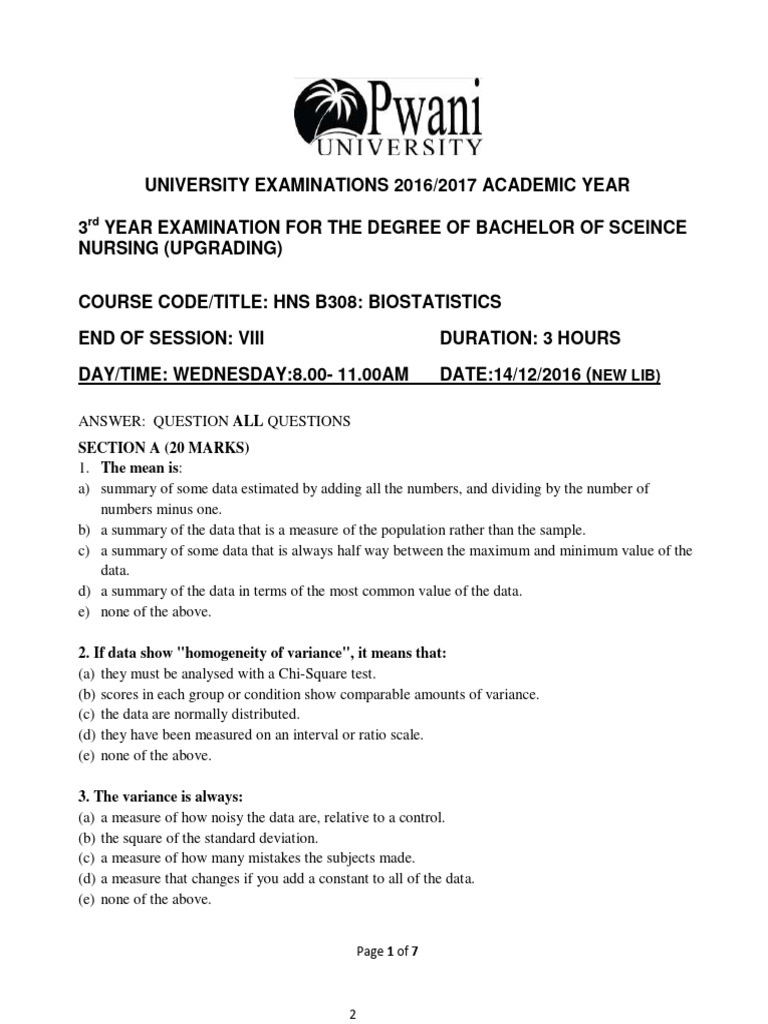 Hns b308 biostatistics msa campus pdf statistical hypothesis