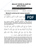 Majlis Tafsir Al-Qur'An (Mta) Pusat: Menjauhi Sombong Dan Supaya Tawaadlu'