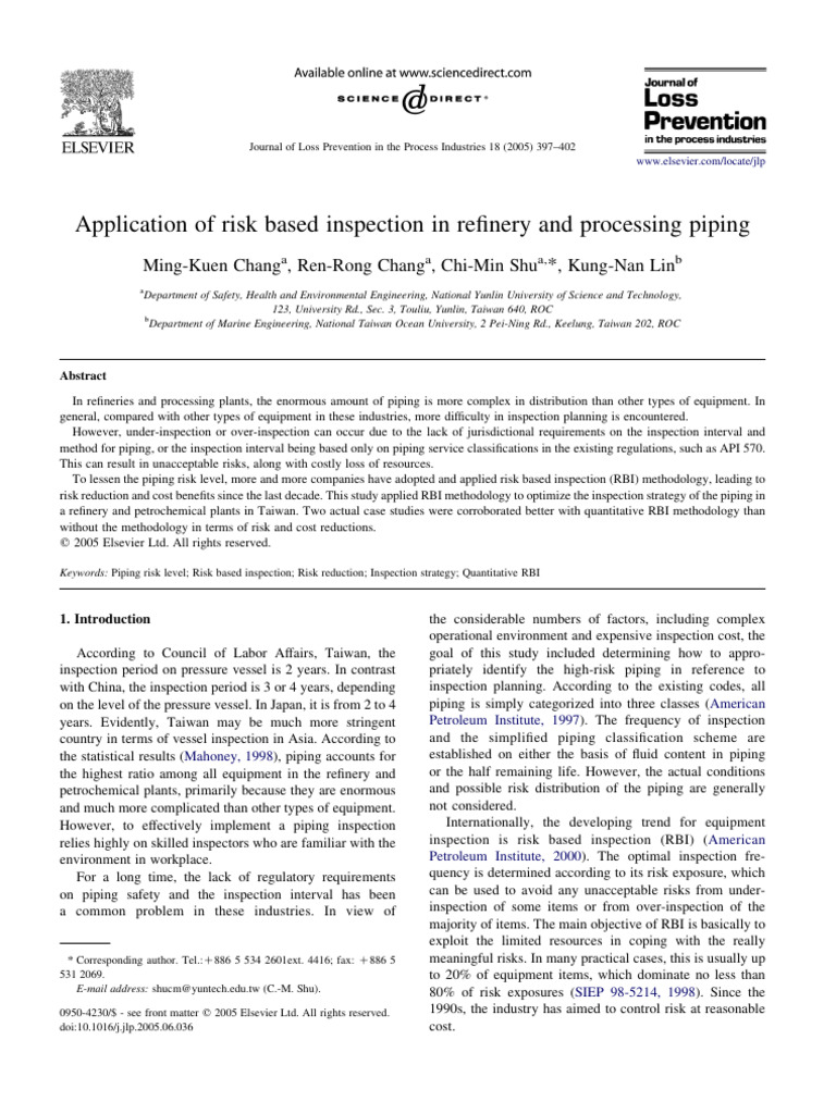 Risk-Based Inspection in Refinery Piping | PDF | Risk | Corrosion