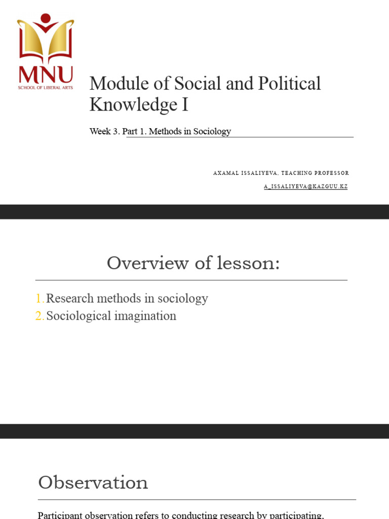 Week+3 +part+1 | PDF | Experiment | Sociology