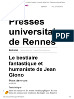 Bestiaires - Le Bestiaire Fantastique Et Humaniste de Jean Giono - Presses Universitaires de Rennes