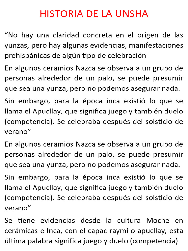 Historia y significado de la unsha | PDF | Ciencias sociales