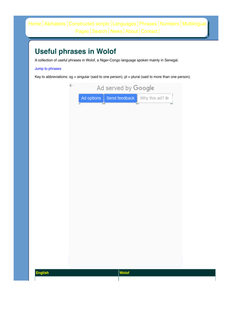 Essential Wolof Phrases Guide | PDF | Linguistics