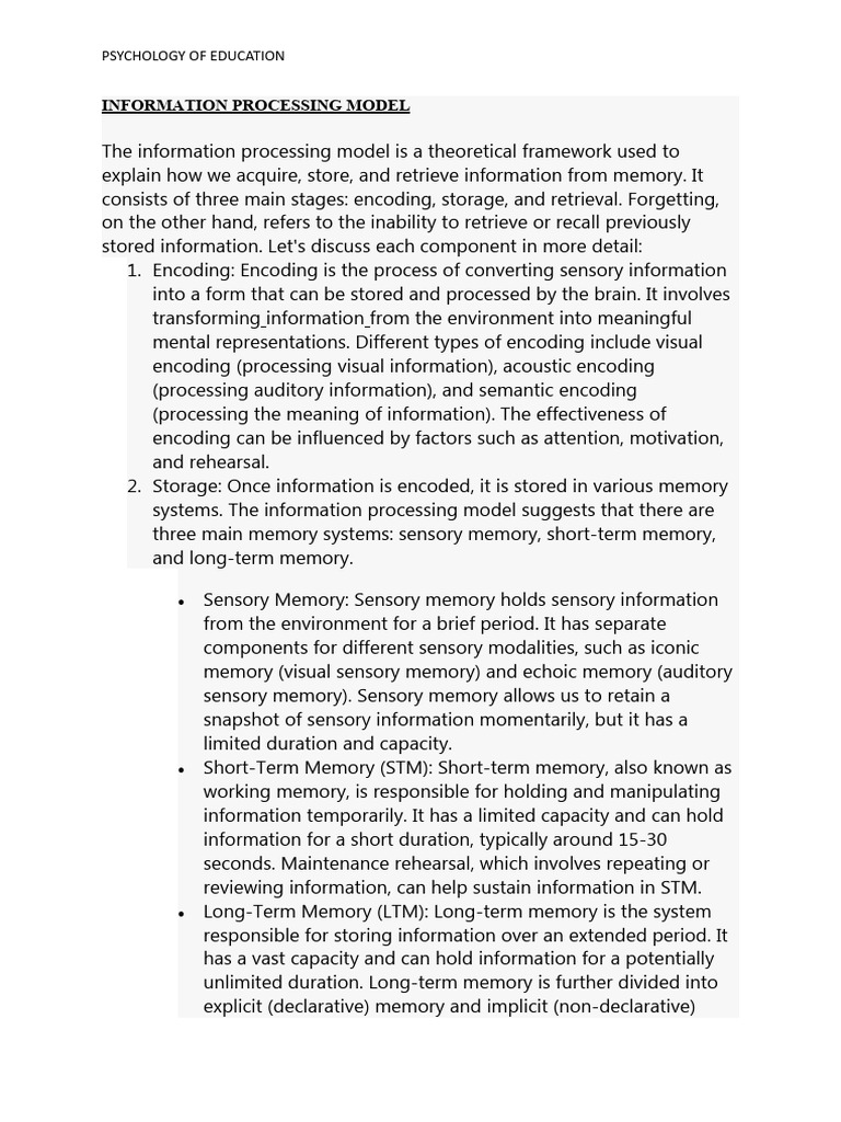 Psychology of Education 2 | PDF | Memory | Recall (Memory)