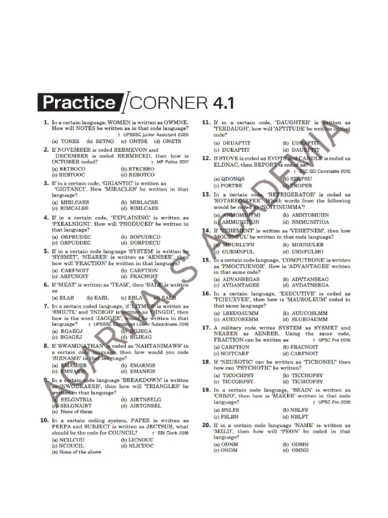 Coding Decoding Practice Questions | PDF | Science | Linguistics