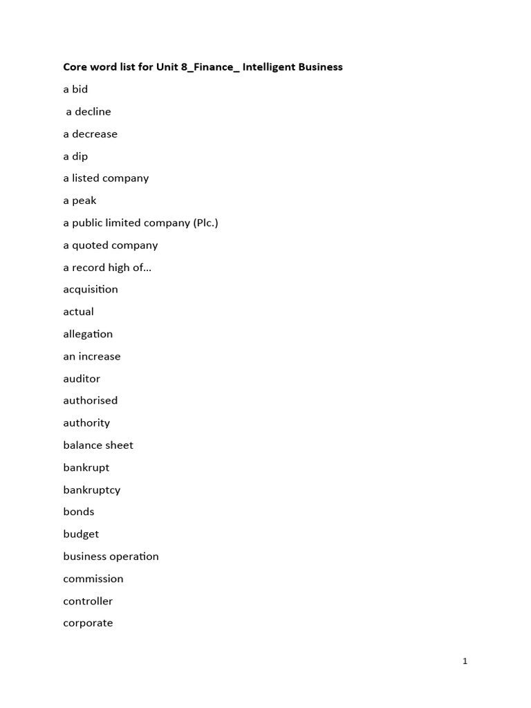 core-word-list-for-unit-8-pdf-stocks-initial-public-offering