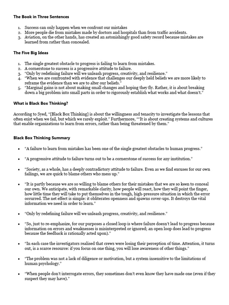 Black Box Thinking | Download Free PDF | Creativity | Evidence