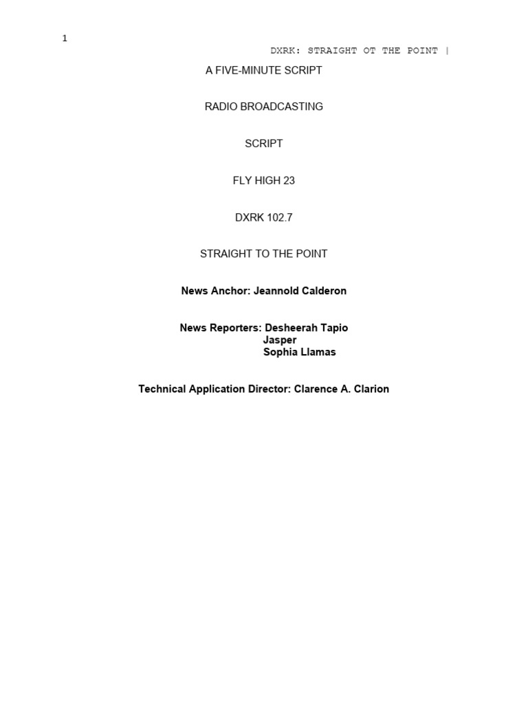Five-Minute Radio News Script | PDF | Television | Entertainment