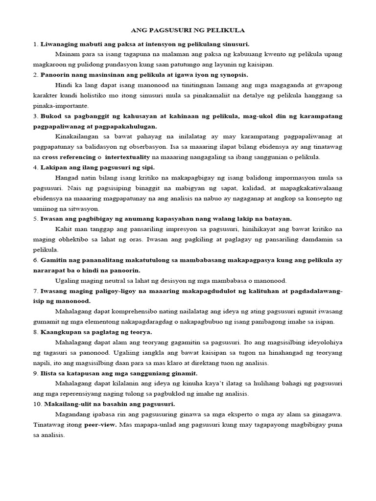 Ang Pagsusuri NG Pelikula | PDF