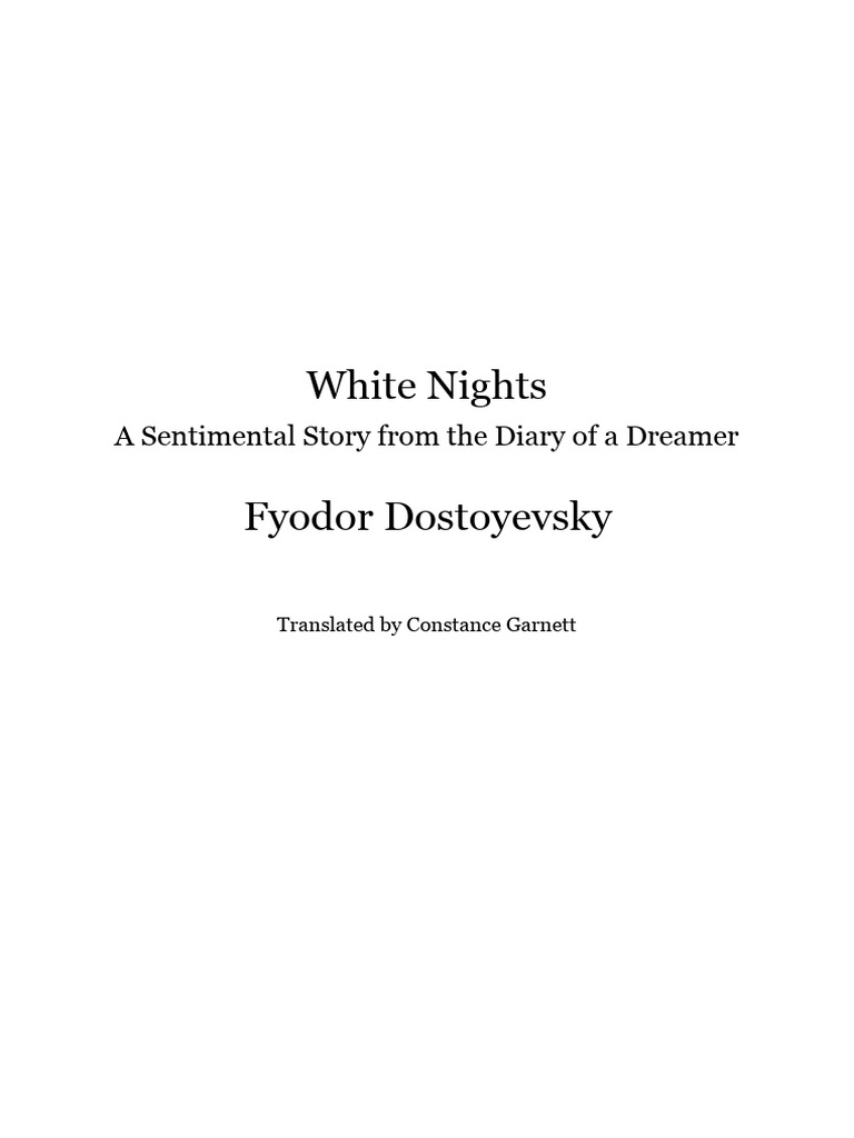 White Nights - Fyodor Dostoyevsky PDF | PDF | Laughter | Dream