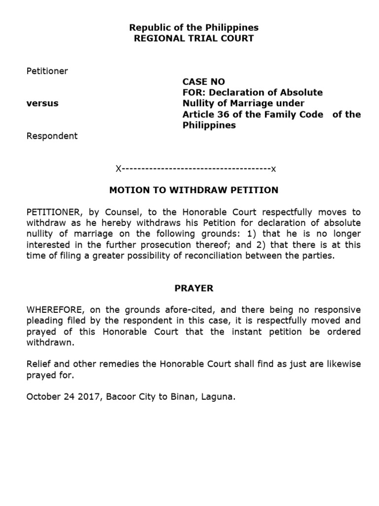 Motion to Withdraw Petition PDF