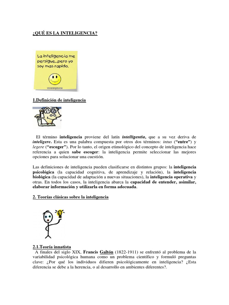 Definición y Teorías de la Inteligencia | PDF | Inteligencia | Cociente ...