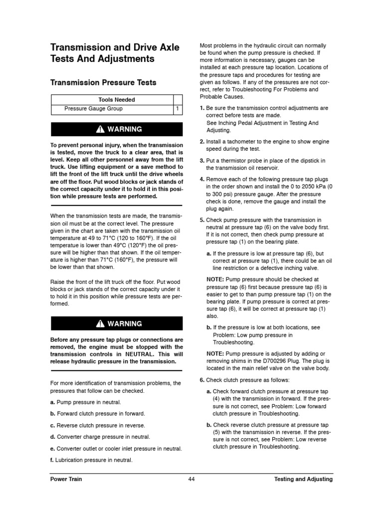 G20,25,30,32,33P-3 Transmission Test | PDF