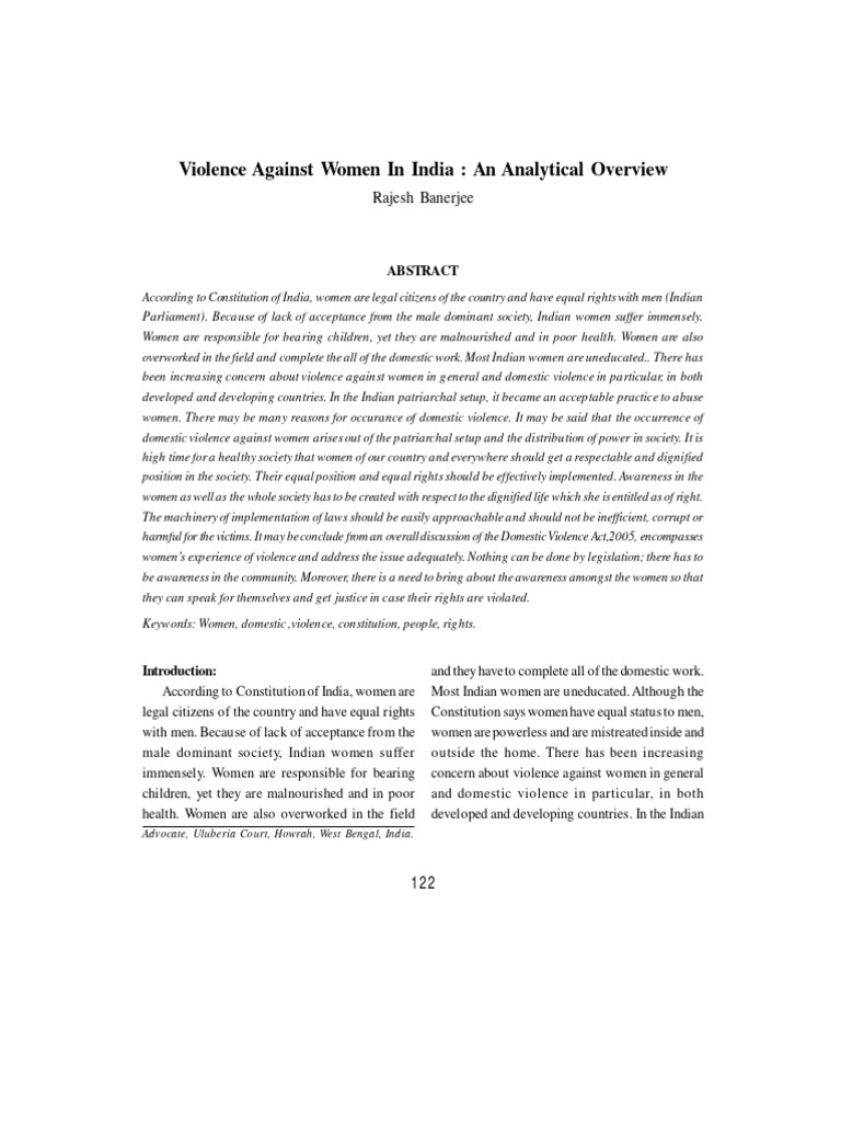Domestic Violence Against Women in India | PDF | Domestic Violence ...