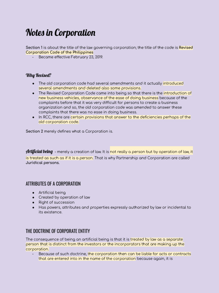 Revised Corporation Code Overview | PDF | Corporations | Stocks