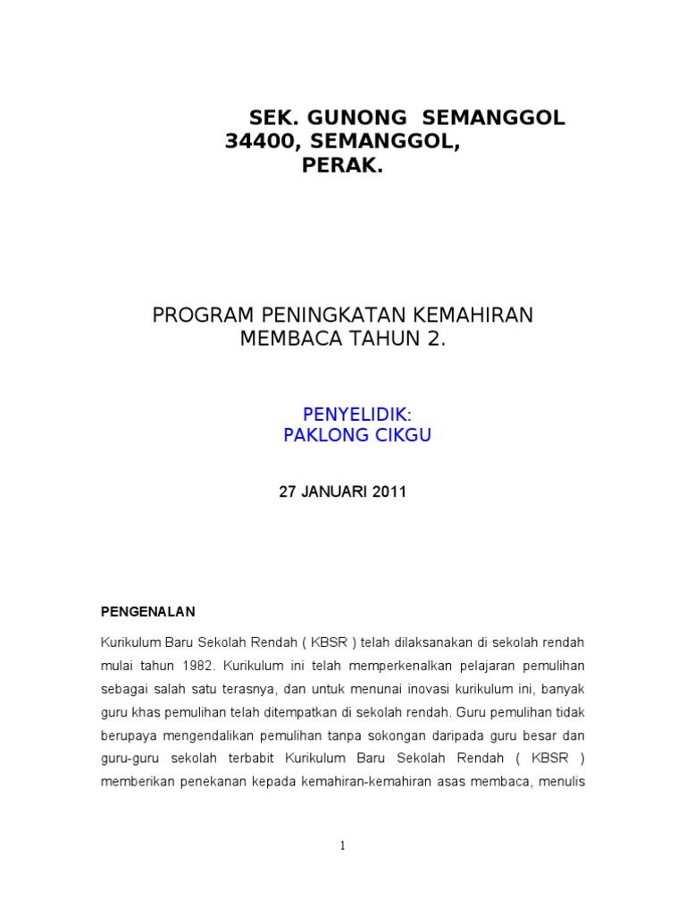 Kajian Tindakan Bahasa Melayu Thn 2 Pdf
