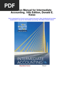 Solution Manual For Intermediate Accounting 16th Edition Donald e Kieso