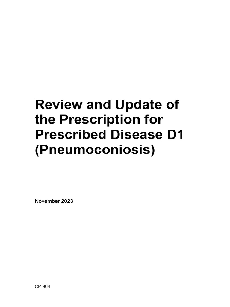 Cp964 Review and Update of Prescribed Disease d1 Pneumoconiosis PDF