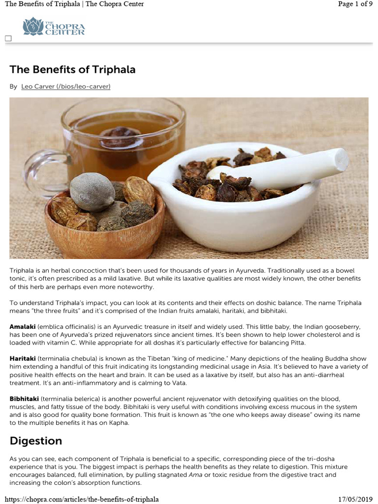 The Benefits of Triphala PDF Ayurveda Taste