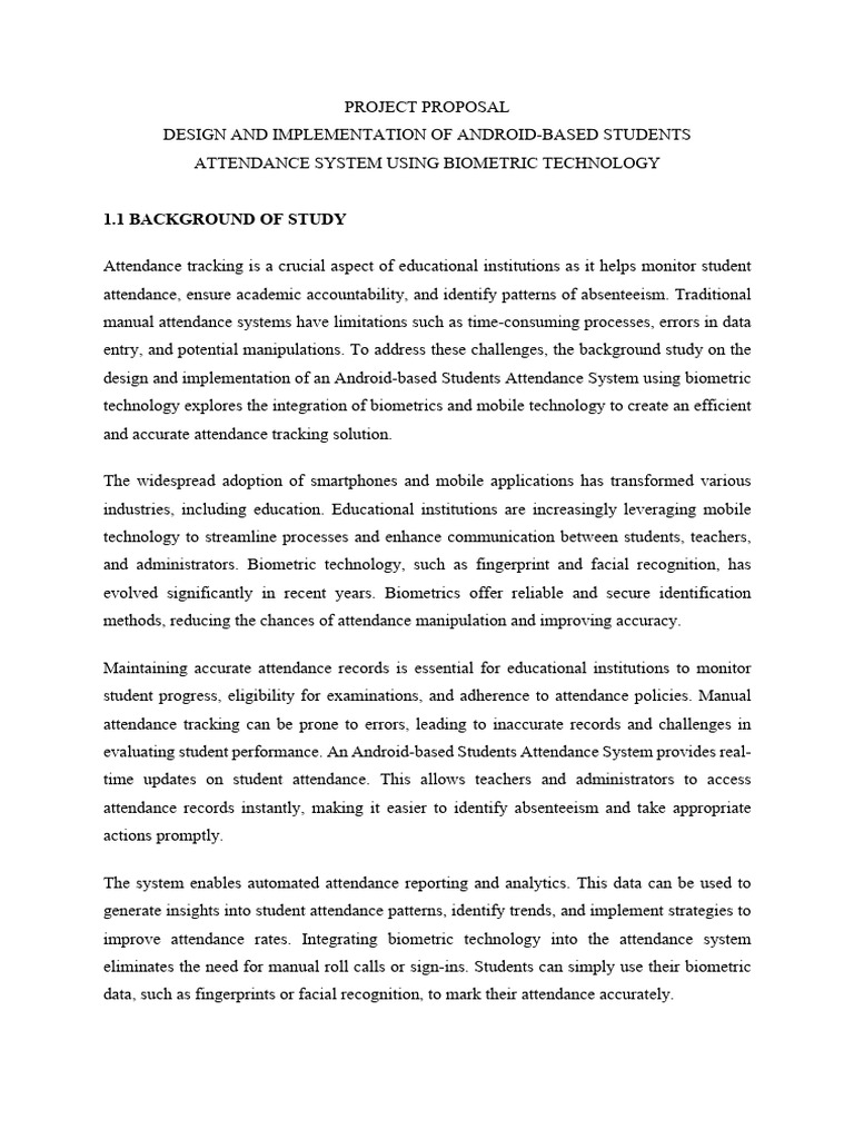 Biometric Android Attendance System Proposal | PDF | Biometrics ...