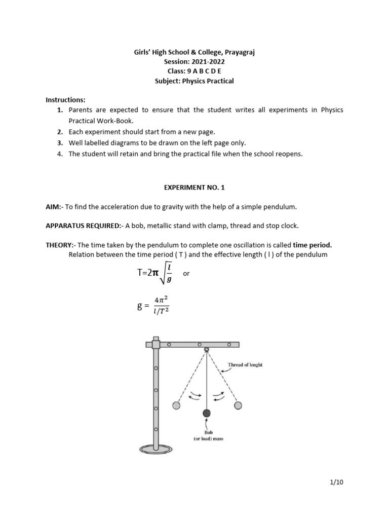 Physics Practical Experiments Guide | PDF | Vertebral Column | Seed